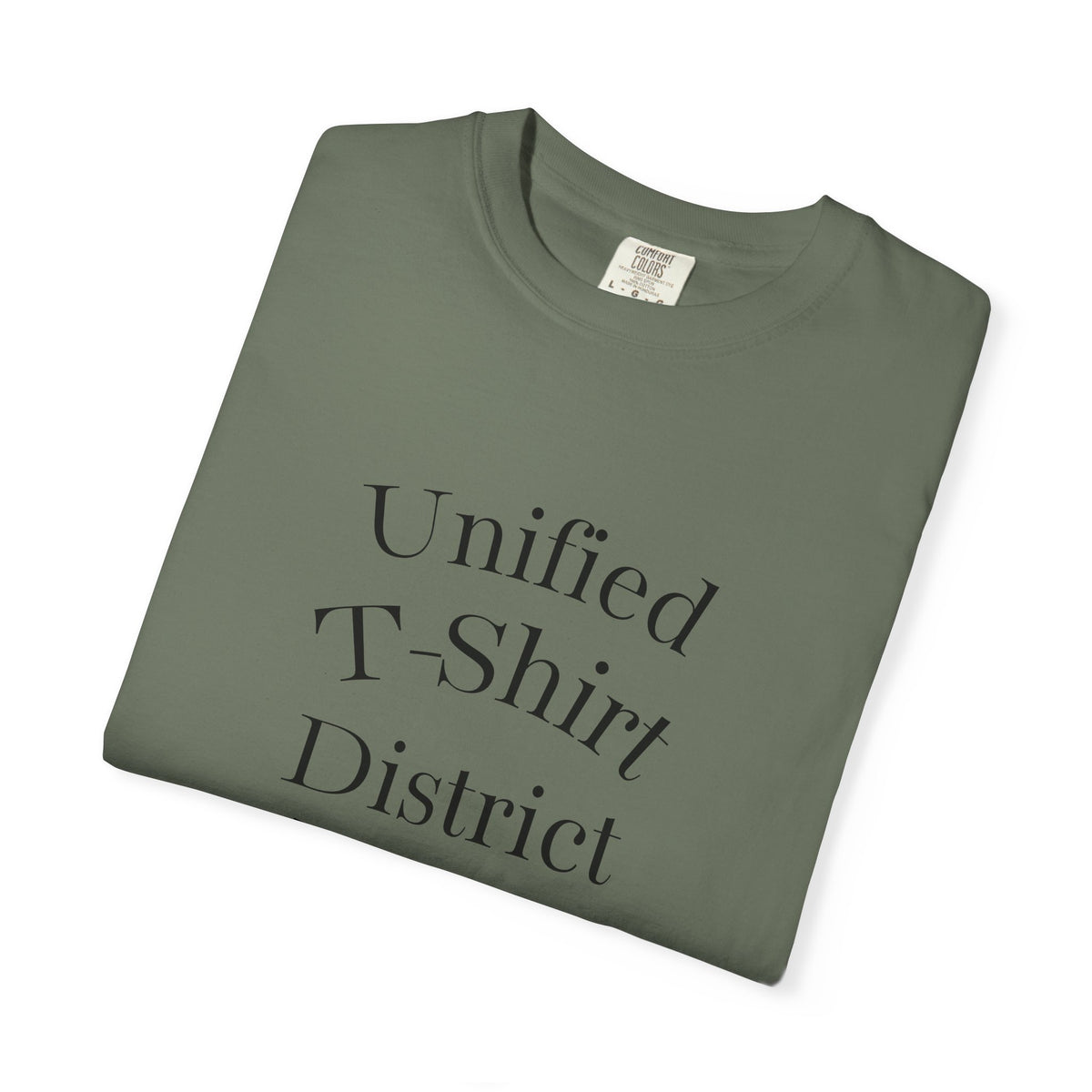 Unified T‑Shirt District graphic T-Shirt | minimal text logo, EST 2026 back print