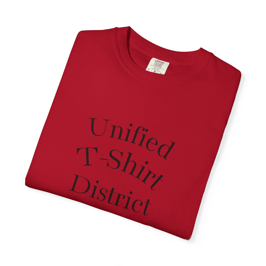 Unified T‑Shirt District graphic T-Shirt | minimal text logo, EST 2026 back print