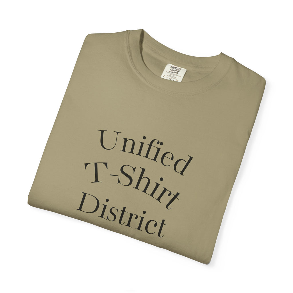 Unified T‑Shirt District graphic T-Shirt | minimal text logo, EST 2026 back print