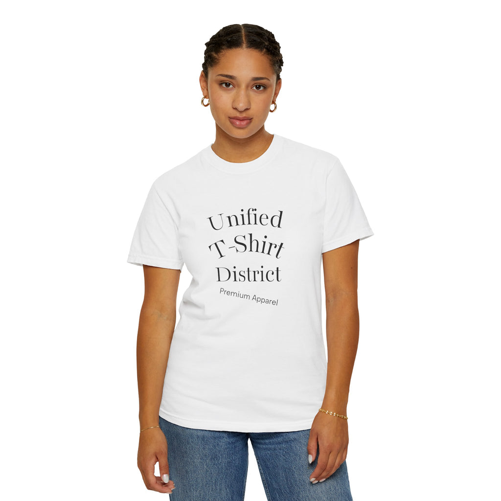 Unified T‑Shirt District graphic T-Shirt | minimal text logo, EST 2026 back print