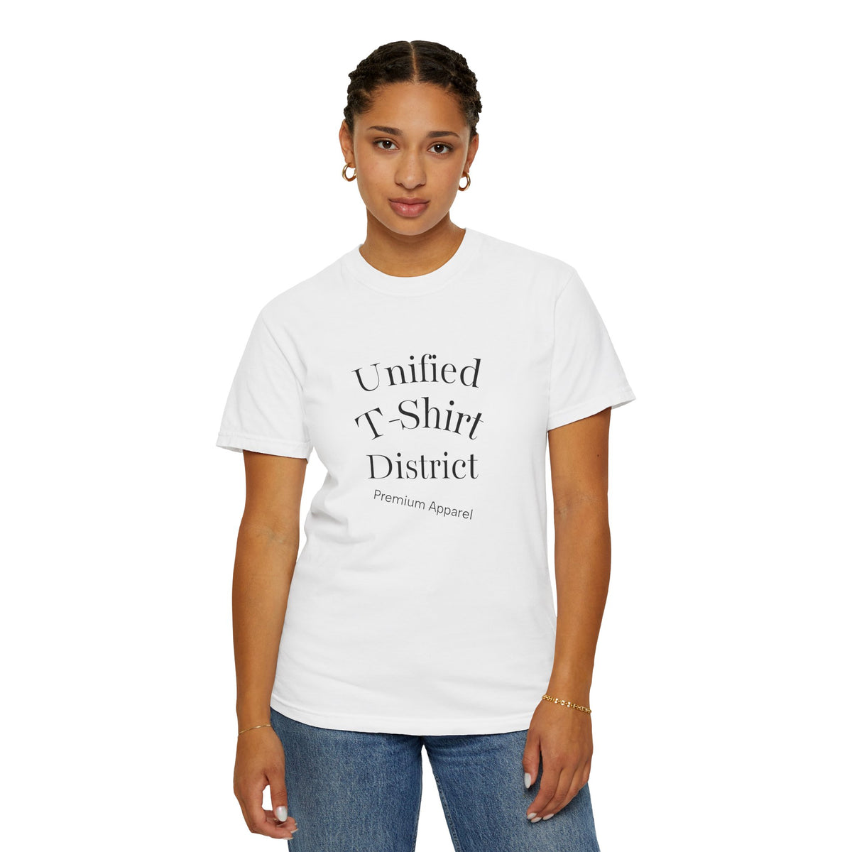 Unified T‑Shirt District graphic T-Shirt | minimal text logo, EST 2026 back print