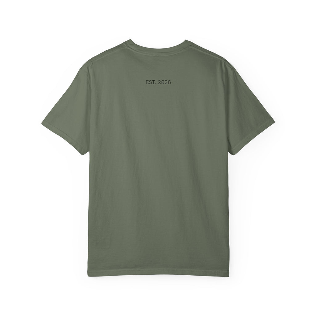 Unified T‑Shirt District graphic T-Shirt | minimal text logo, EST 2026 back print