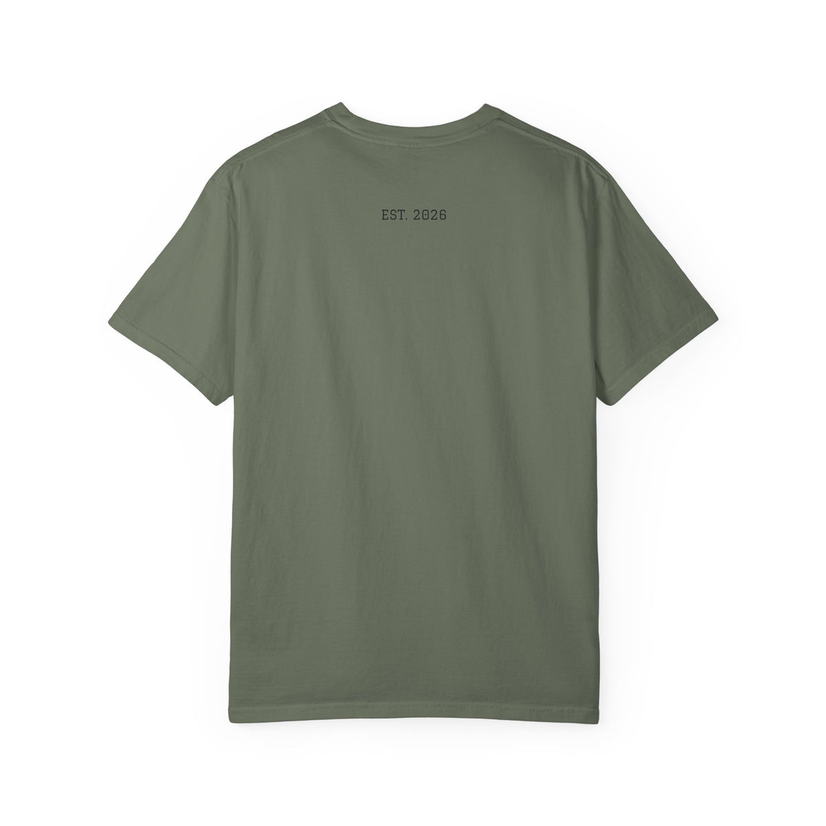 Unified T‑Shirt District graphic T-Shirt | minimal text logo, EST 2026 back print