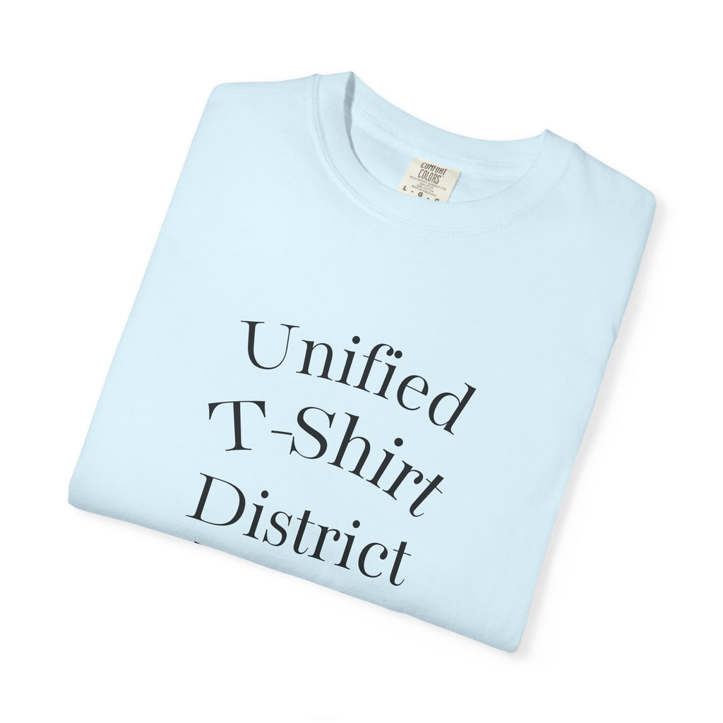 Unified T‑Shirt District graphic T-Shirt | minimal text logo, EST 2026 back print