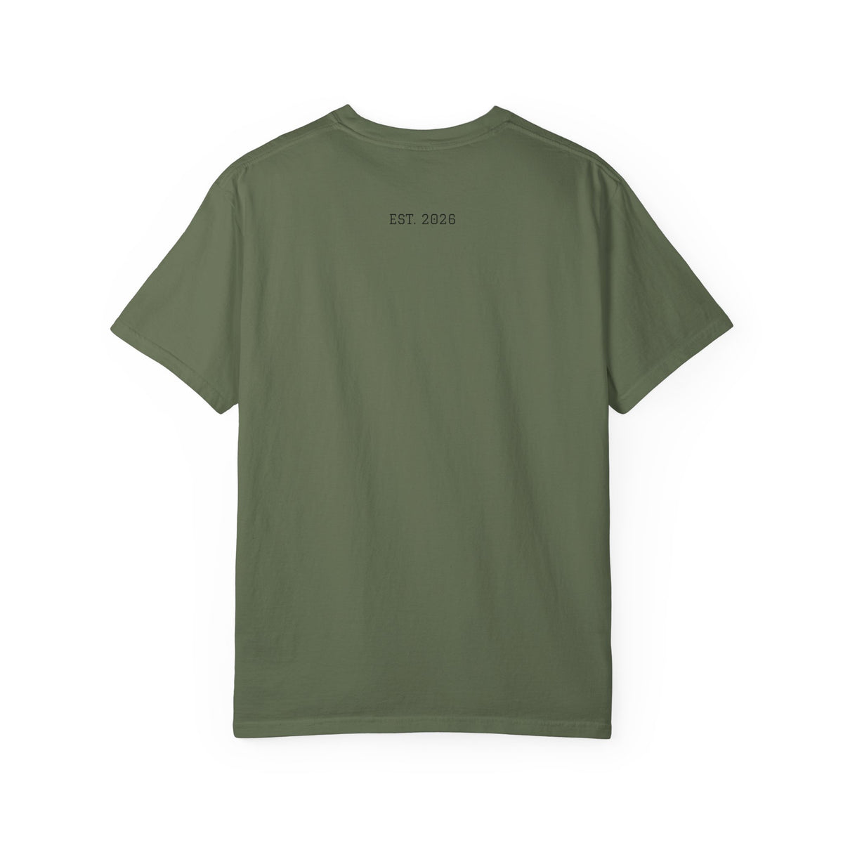 Unified T‑Shirt District graphic T-Shirt | minimal text logo, EST 2026 back print