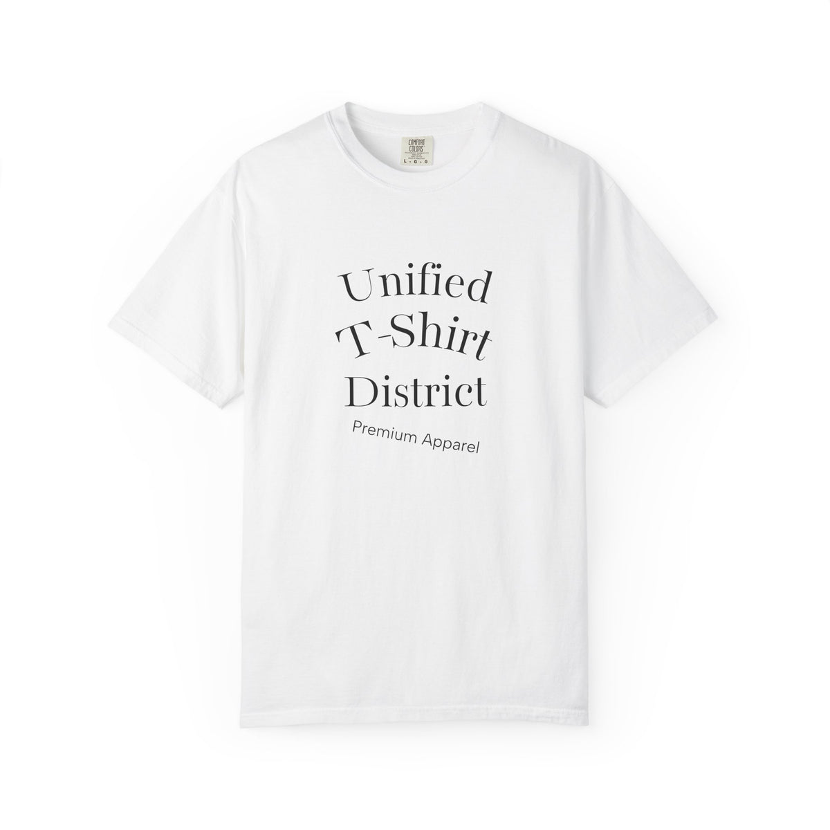 Unified T‑Shirt District graphic T-Shirt | minimal text logo, EST 2026 back print