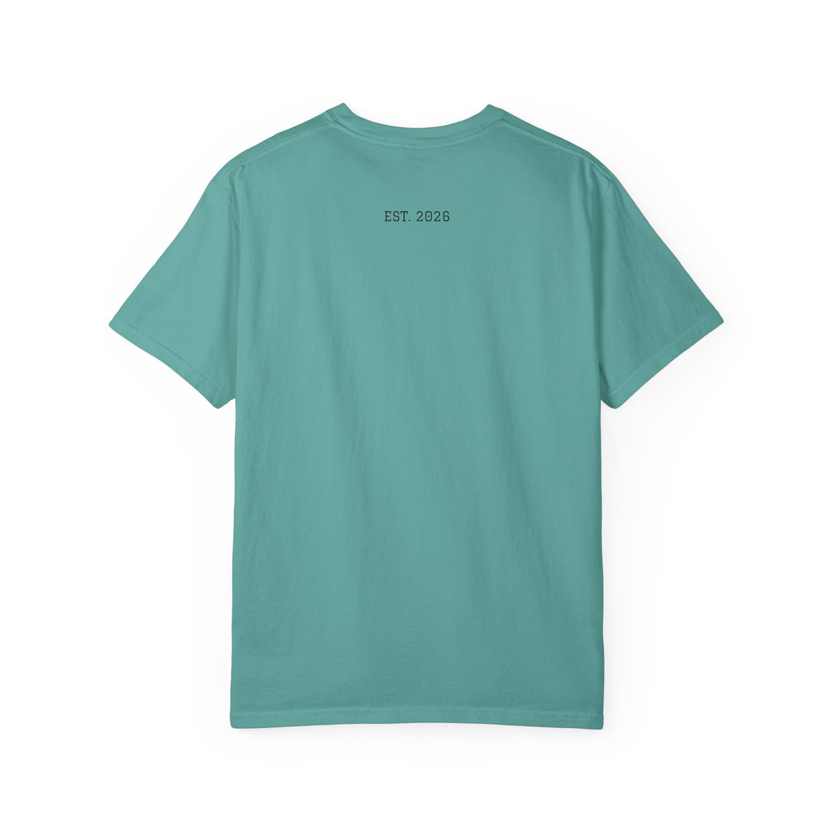 Unified T‑Shirt District graphic T-Shirt | minimal text logo, EST 2026 back print