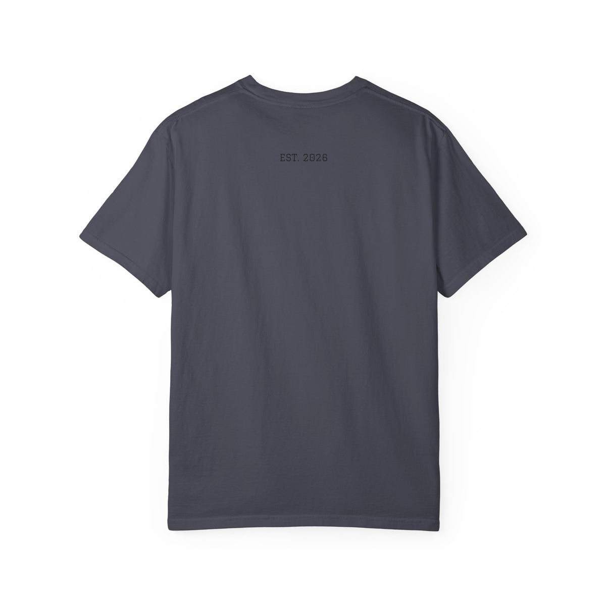 Unified T‑Shirt District graphic T-Shirt | minimal text logo, EST 2026 back print