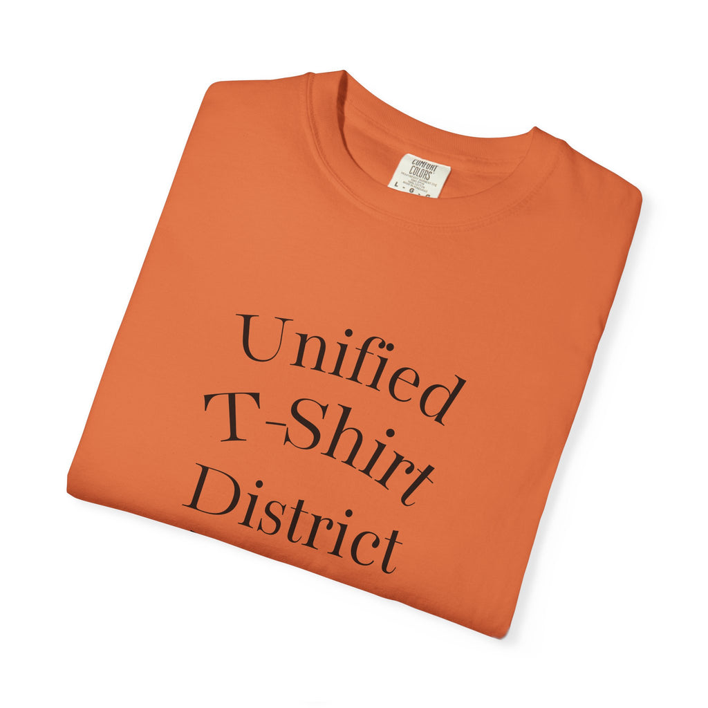 Unified T‑Shirt District graphic T-Shirt | minimal text logo, EST 2026 back print