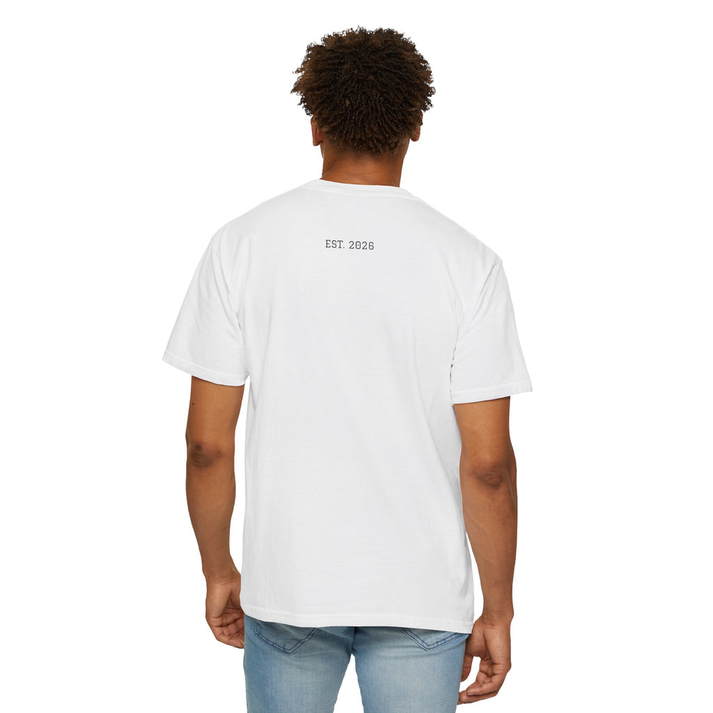 Unified T‑Shirt District graphic T-Shirt | minimal text logo, EST 2026 back print