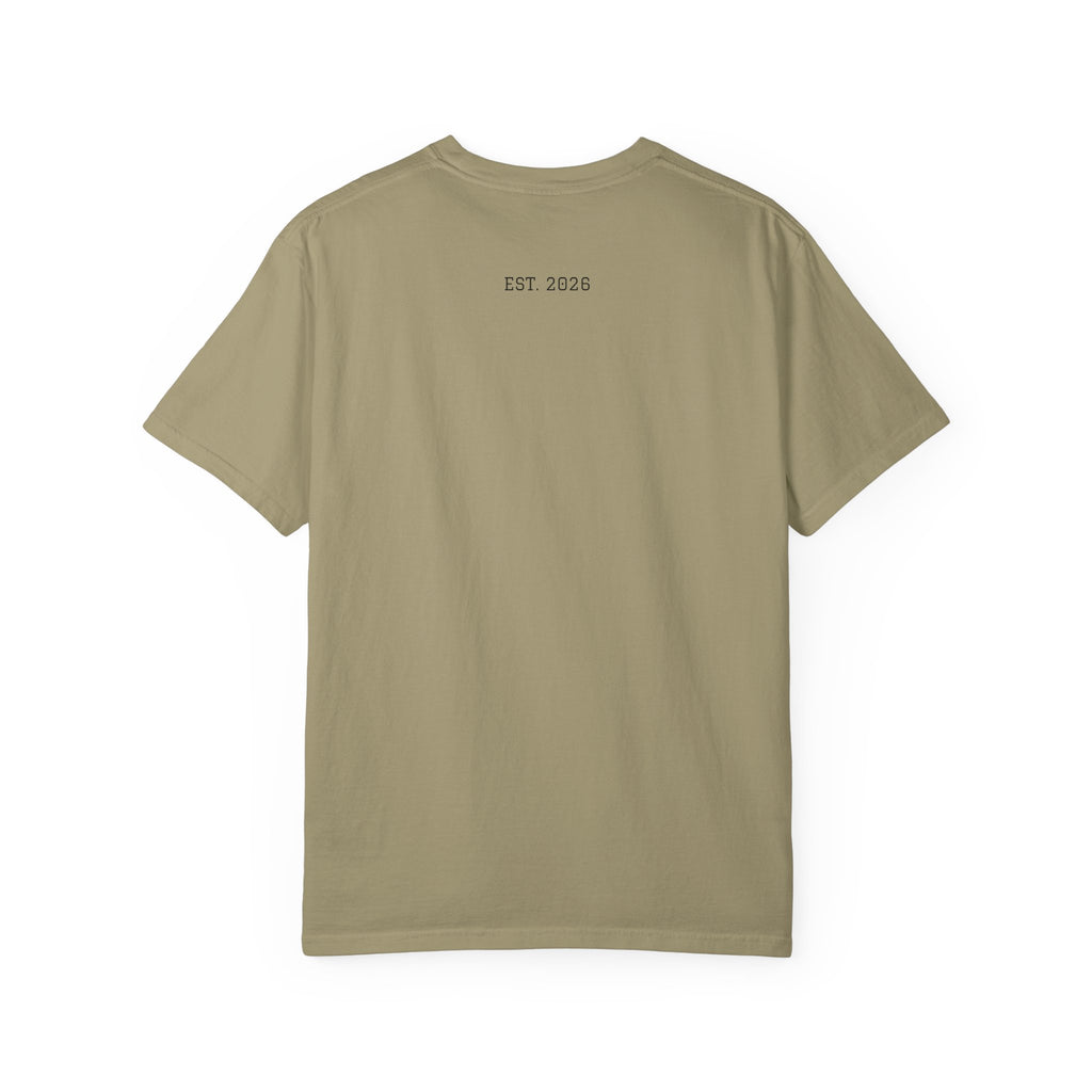 Unified T‑Shirt District graphic T-Shirt | minimal text logo, EST 2026 back print